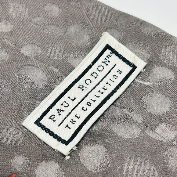Vintage 90s Paul Rodon Collection Grey Textured SILK with Retro Golfers Neck Tie - Picture 4 of 5